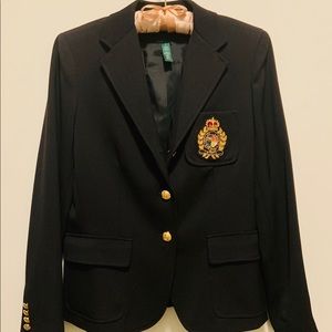 Black Ralph Lauren Crest Blazer, size 8
